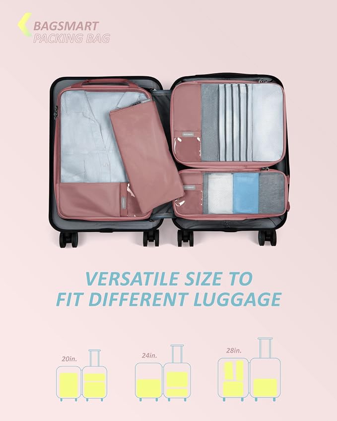 BAGSMART 6 Set /4 Set/2 Set Compression Packing Cubes for Travel, Lightweight Luggage Organizer Bags, Durable Space Saver Bags Travel Essentials - Image 3