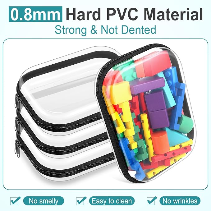 Sanwuta 6 Pcs Clear Hard Zipper Case Plastic Zipper Pouches Transparent Makeup Bag Pencil Case Pouches Toiletry Diaper Bag for Travel Toy Storage Organizer Bins(Black,7.87 x 5.9 x 2 Inch) - Image 3