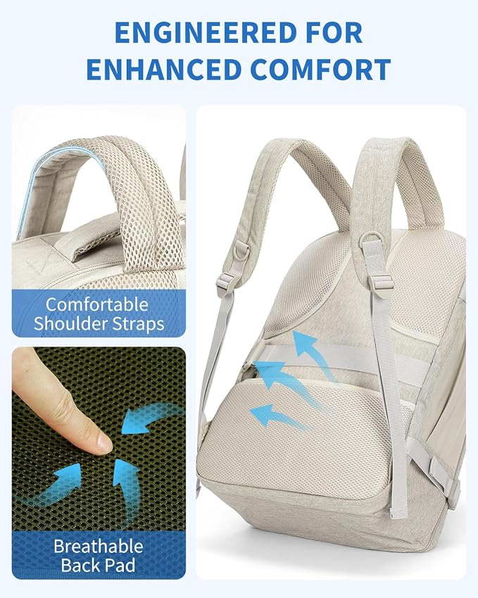 WANDF Travel Backpack For Spirit Airlines Personal Item Bag 18x14x8 with Wet Pocket, 17 Inch Laptop Backpack for Men Women | Frontier Airline Underseat Fit, Fits 17" Laptop, 180°Opening, Travel Backpack - Image 7