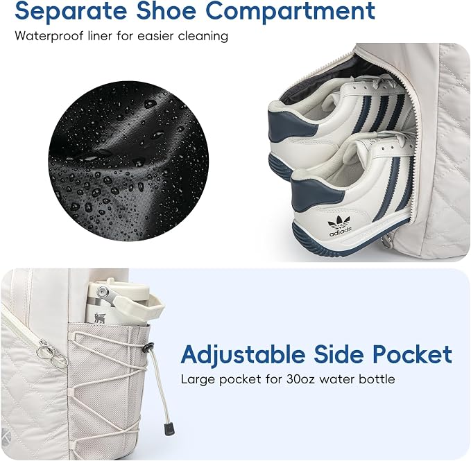 KAVIGOR Pickleball Tote Bag for Women with Fence Hook, Quilted Pickleball Bag Holds 3-4 Paddles with Shoe Compartment - Image 4