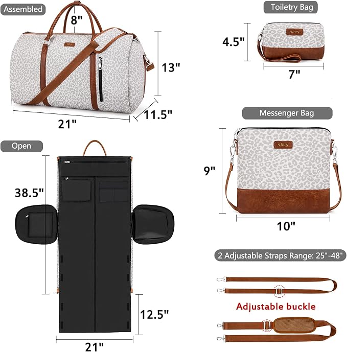 Convertible 2-in-1 Garment Bags for Travel, Carry On Garment Duffle Bag With Shoe Compartment Large Weekender Bag for Women Men Hanging Suitcase Suit Travel Duffel Overnight Bags 4pcs Set - Image 5