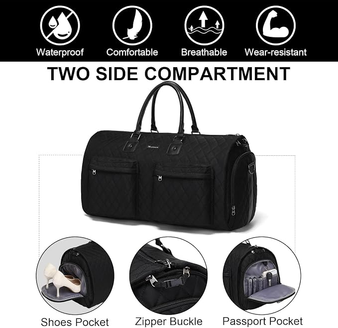 Convertible Rolling Garment Bag, Carry-On Duffle | 3-in-1 carry-on rolling duffle bag with wheels, suit carrier for overnight travel for both men and women - Image 6