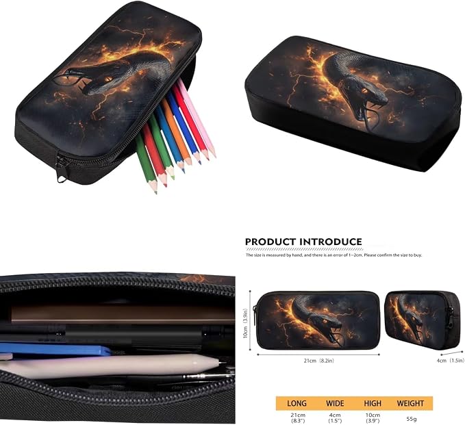 Elementary Boys Backpack with Lunch Box Flame Python Snake Bookbags for 5th Grade Kids with Large Capacity 17 Inch Backpack for Boys Portable Pencil Case Bottle Sleeve for Back to School - Image 5