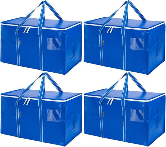 BALEINE 4-Pack Oversized Moving Bags with Reinforced Handles, Heavy-Duty Storage Tote for Clothes, Moving Supplies (Royal Blue, 4-Pack) by BALEINE