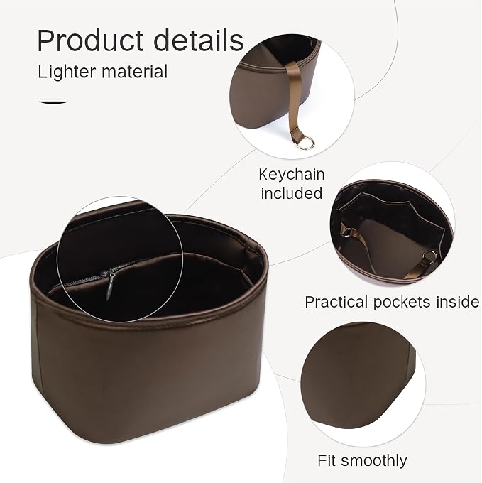 Fits for Picotin 18 Bag Insert, Premium Silk Purse Organizer Insert, Smooth Touch & Lightweight， Luxury Handbag Organizer with Gift Box Fits For Hermes(PC18,Brown) - Image 5