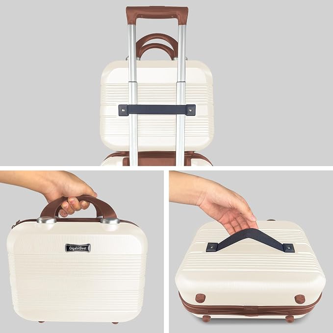 14 Inch Multi-Purpose Waterproof Hard Shell Makeup Case (Brown) | ABS Scratch-Proof, Carrying Cosmetic Organizer Case with Elastic Band, Train Case, Mini Suitcase Vanity Case for Women Girl - Image 5
