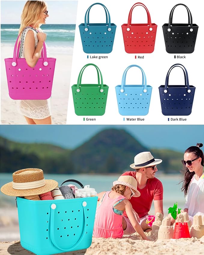 Lightweight Extra large Rubber Beach Bag Small mini Tote Bag for Gym Waterproof medium Open Handbag for Pool Sports - Image 2