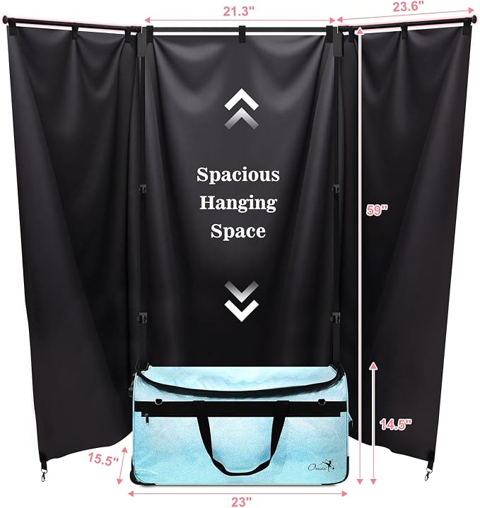 Dance Bag with Garment Rack and Curtain, 23" Rolling Dance Competition Duffle Bag with Garment Rack | Portable Dance Changing Room Suitcase for Dancers Athlete Livestreamer Cheerleaders - Image 5