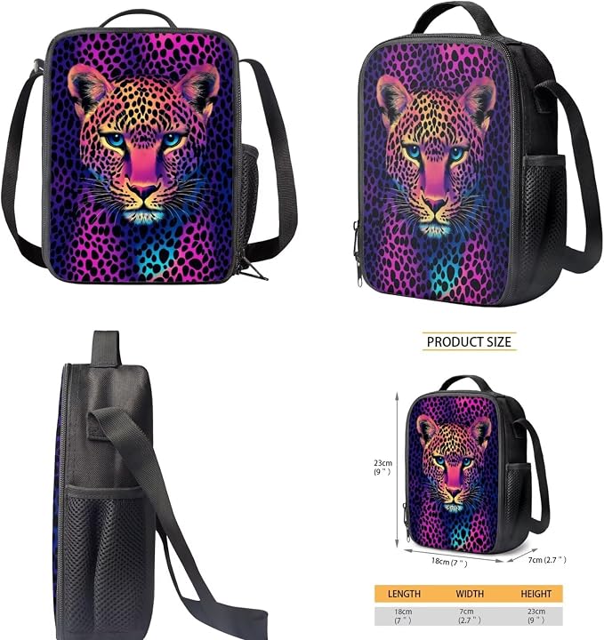 Cheetah Backpack for School Girls 2nd Grade with Lunch Box Leopard Print Elementary School Bookbag Lunch Bag Set Rainbow Book Bags Lunchbox Pencil Case Water Bottle Holder Kids Back Pack - Image 5