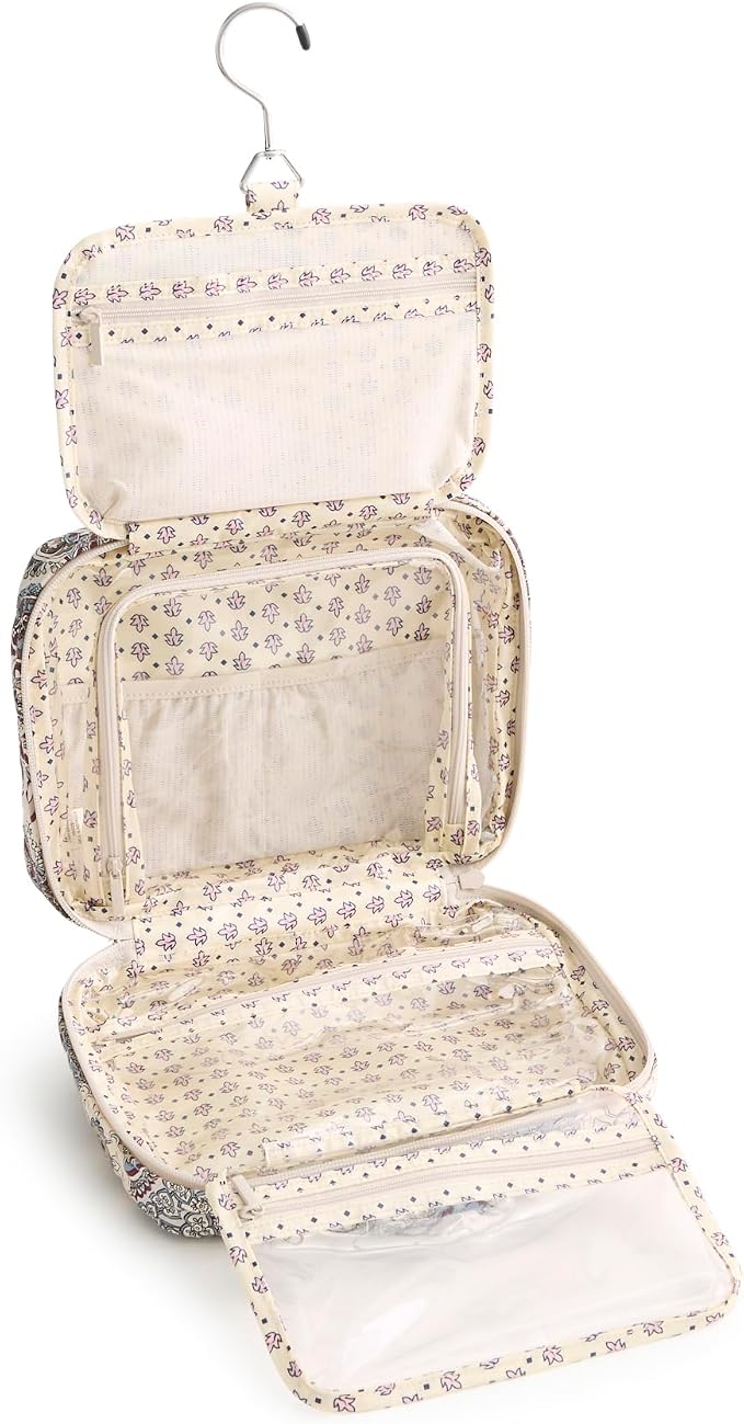 Vera Bradley Women's Premium Cotton Hanging Organizer – Travel Makeup & Toiletries Bag – Neutral Rhapsody - Image 2