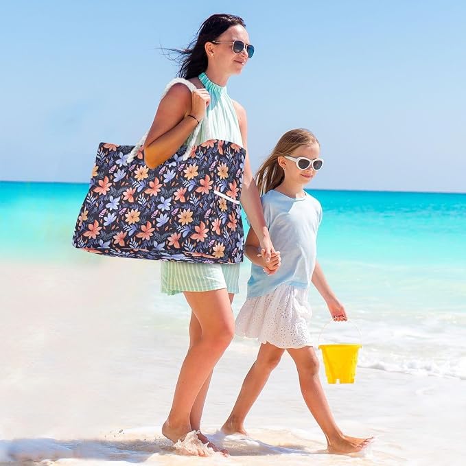 senya Large Beach Shoulder Bags Canvas Tote Water Resistant for Gym Travel Daily - Image 2