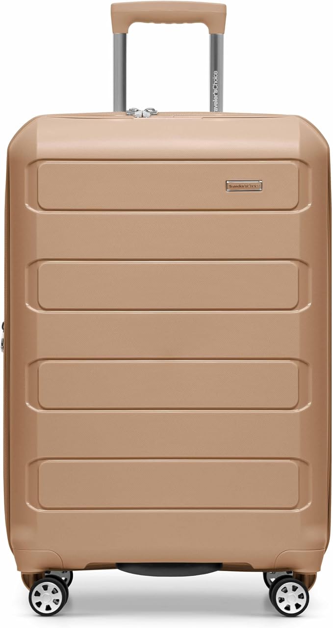 Traveler's Choice Pagosa Hardshell Expandable Luggage with Spinner Wheels, Latte Beige, 27-Inch Medium - Image 2