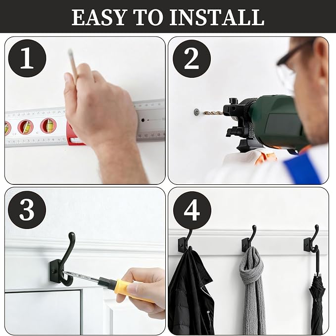 CBWLWJ 16 Pack Heavy Duty Metal Wall Hooks for Hanging, Wall Mounted Coat Hooks for Living Room, Bathroom, Kitchen – Hang Coat, Bag, Scarf, Towel, Hat, Key, Cup (Silver) - Image 7