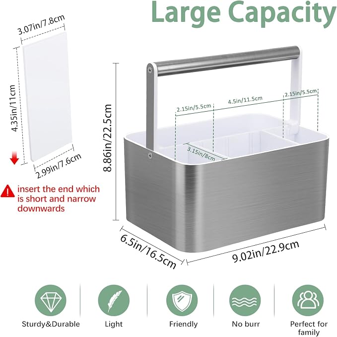 BYUNER Plastic Shower Caddy Dorm: Portable Bathroom Caddy Organizer for College with Handle and Adjustable Divider, Utility Hard Shower Basket Bin Tote for Toiletry,Shampoo,Soap,Cleaning Product - Image 6