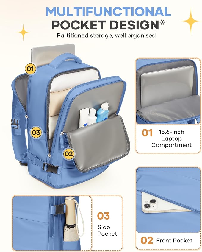 Travel Backpack for Women Airline Approved Carry on Backpack for Airplanes Mochila De Viaje Personal Item Travel Bag Spirit Airlines Personal Item Bag 18x14x8 Backpack for Traveling on Airplane - Image 6