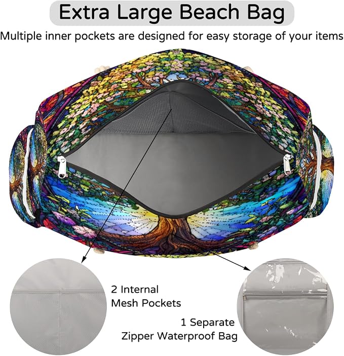 Large Beach Bag with Zipper Beach Bags for Women Water Resistant Swim Pool Bag - Image 6