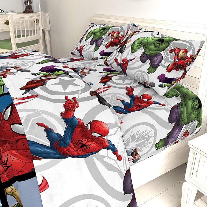 Jay Franco Kids Sheet Set with Fitted, Flat Sheets & Pillow Cover - Ultra-Soft Bedding with Pillowcase for Room Decor, Multi - Avengers, 4 Piece Full - Image 6