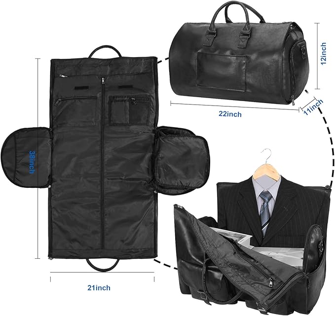 seyfocnia Convertible Travel Garment Bag,Carry on Garment Duffel Bag for Men Women - 2 in 1 Hanging Suitcase Suit Business Travel Bag - Image 4
