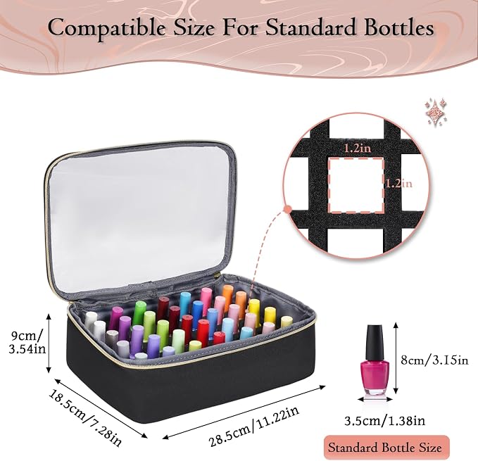 YOREPEK Large Nail Polish Organizer Case Holds 70 Bottles (15ml/0.5 fl.oz) | Nail Tech Organizers and Storage 2 Removable Nail Pouches Fits Nail Supplies, maleta para manicurista profesional - Image 5