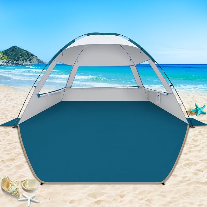 COMMOUDS Beach Tent Sun Shelter for 3/4/6/8 Person, UPF 50+ UV Protection Beach Shade Canopy Tent, Lightweight, Easy Set Up and Carry by COMMOUDS
