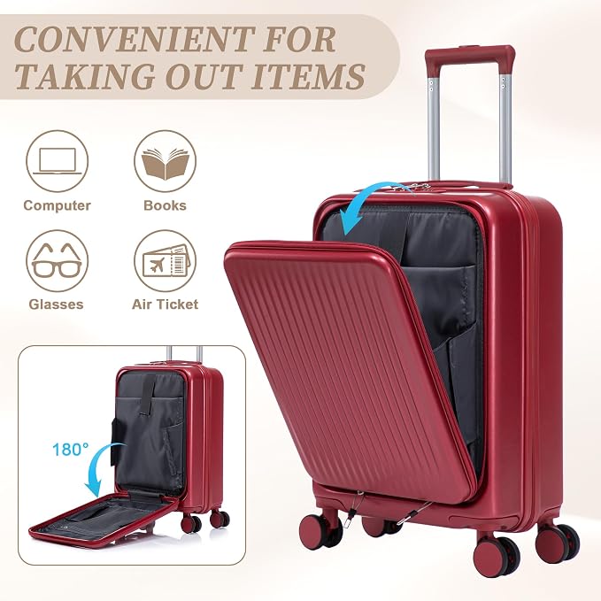 20/14 Inch Hardside Luggage, Lightweight Durable Suitcases with Spinner Wheels - Image 3