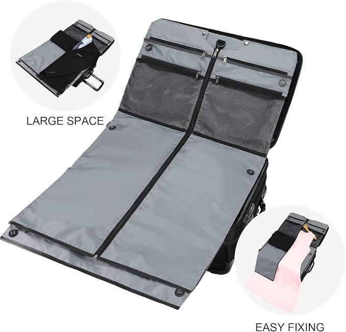 Modoker Rolling Garment Bag with Wheels Luggage for Suits with Wheels Wheeled Garment Bag for Travel 2 in 1 Rolling Duffel Bag, Black - Image 3