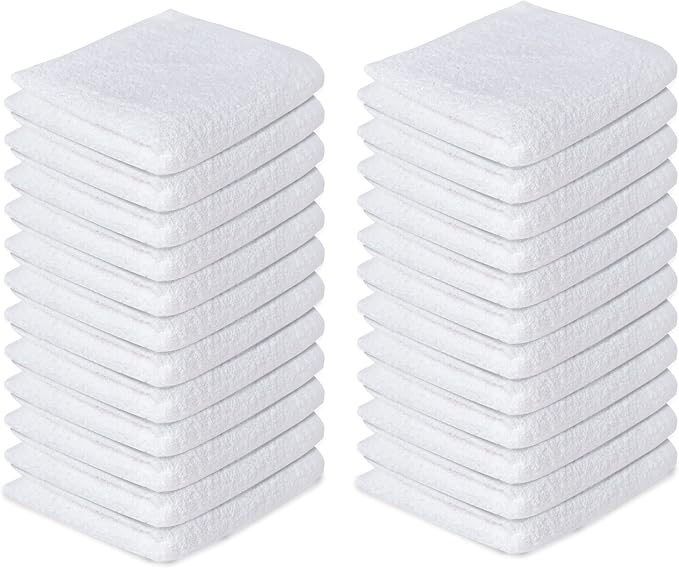 100% Cotton Washcloths 24 Pack (12x12 Inches) Soft, Highly Absorbent Washcloth, Face Towels, Wash Cloths for Face, Ring Spun, Bulk Pack (Grey/White) - Image 2