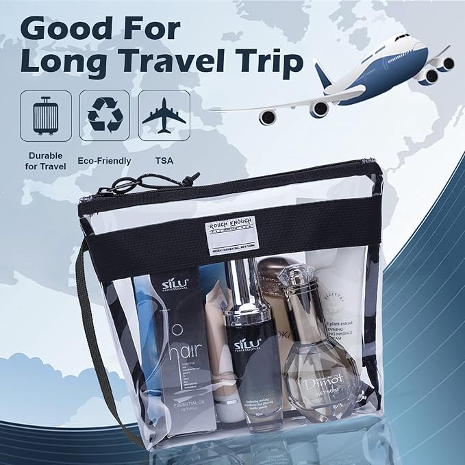 Rough Enough Clear Toiletry Bags for Traveling Toiletries Cosmetic Pouch Makeup Bags TSA Approved for Men and Women Travel - Image 6