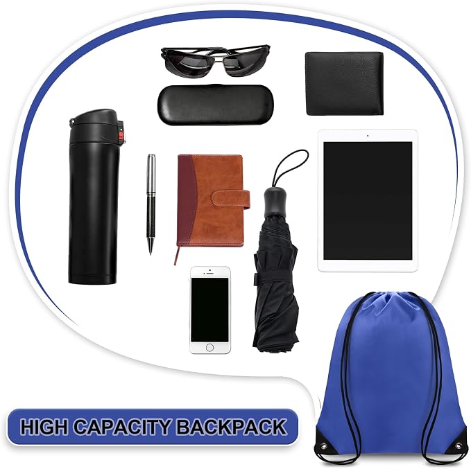 Grneric Drawstring Backpack Bulk 42 Pcs String Backpack Drawstring Bags Cinch Bag Sackpack for Men Women Gym (Navy Blue) - Image 4