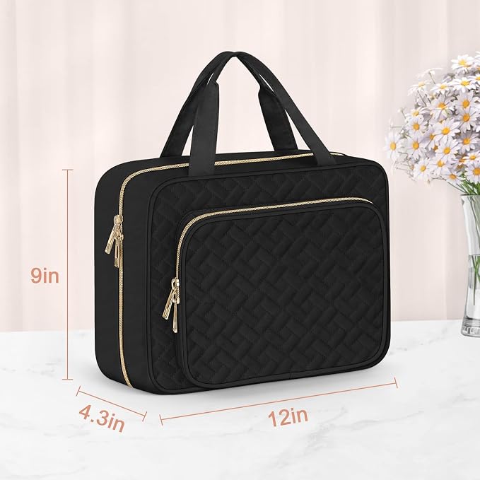 Wedama Toiletry Bag for Women, Large Cosmetic Travel Bag, Hanging Toiletry Bag for Bathroom, Thickened PVC Waterproof Makeup Bag, Toiletries Bag for Travel Business Trips and Camping, Black - Image 6