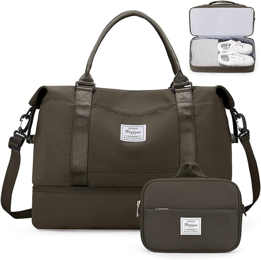 Weekender Bags for Women, Personal Item Travel Bag with Shoes Compartment | Overnight Travel Duffel Bag with Toiletry Bag, Airplane Friendly Carry-On Bag with Wet Pocket & Trolley Sleeve,Medium by SYCNB
