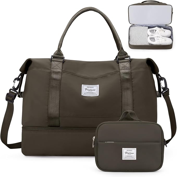 Weekender Bags for Women, Personal Item Travel Bag with Shoes Compartment | Overnight Travel Duffel Bag with Toiletry Bag, Airplane Friendly Carry-On Bag by SYCNB