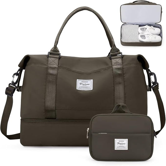 Weekender Bags for Women, Personal Item Travel Bag with Shoes Compartment | Overnight Travel Duffel Bag with Toiletry Bag, Airplane Friendly Carry-On Bag by SYCNB