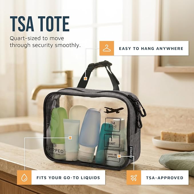 Toiletry Bag Kit 3 Piece Set: Hanging Travel Toiletry Bag + 311 TSA Cosmetic Liquid Bag + Accessory Organizer Pouch - Image 4