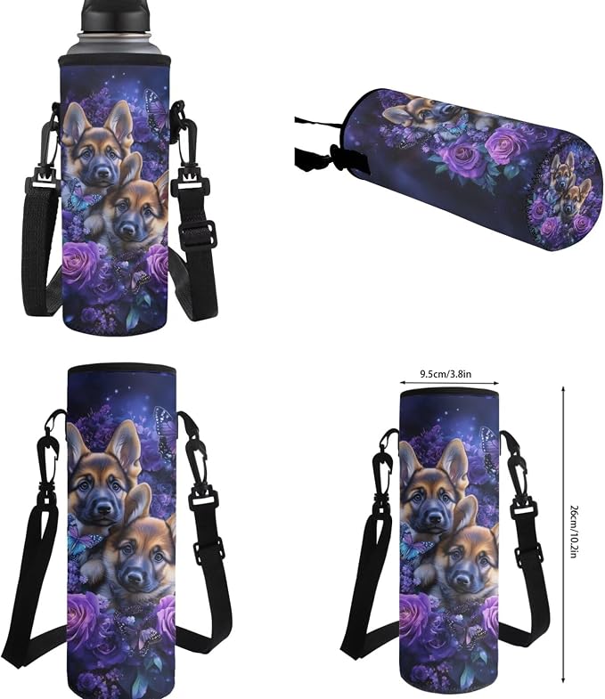 German Shepherd Backpack with Lunch Box Kids Girls 6-8/8-10 Butterfly Bookbag for 1st Grade Purple Rose Elementary School Back Pack Lunchbox Pencil Case Water Bottle Holder Kindergarten - Image 7