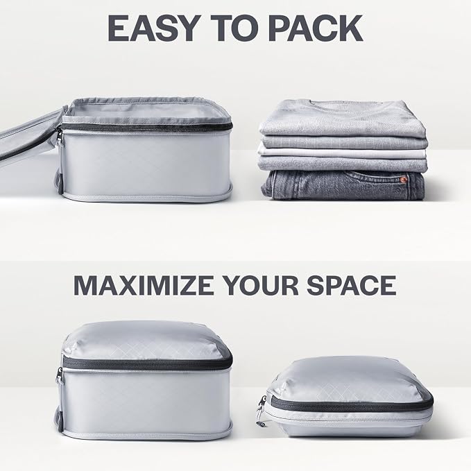 Aerotrunk Ultralight Compression Packing Cubes - Lightweight Travel Organizers for Suitcases and Luggage (3-Pack, Light Grey) - Image 5