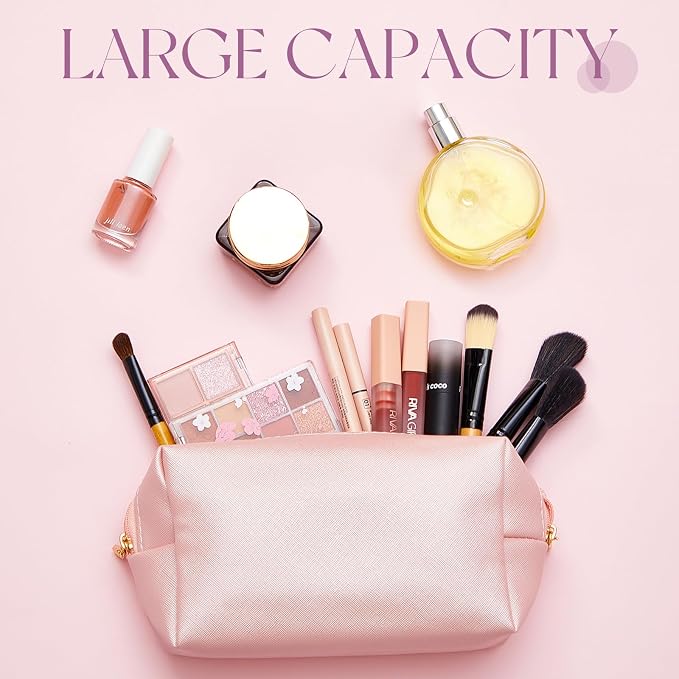Kigeli Aesthetic Makeup Bags PU Leather Cosmetic Pouches Waterproof Plain Toiletry Bags Makeup Pouches Bulk for Women Party Gift Travel Storage Organizer(Bright Color,7.1 x 2.8 x 4.3 in) - Image 7