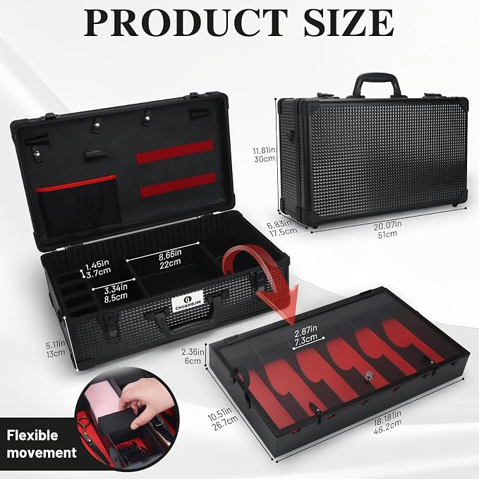 Large Barber Carrying Case, Hairdresser Tool Box Organizer Traveling Case, Portable Travel Barber Suitcase for Hair Stylist Pet Groomer Beauty Salon Makeup Artist - Image 2