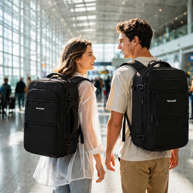 Vancropak Carry On Backpack 40L Expandable Travel Backpack Luggage Suitcase | Flight Approved Extra Large Travel Bag, Business Weekender Daypack for Business Trips, College, Weekend Travel, and Daily Use - Image 2