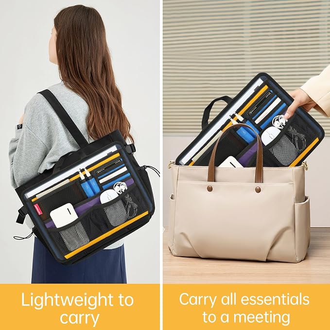 Slim Rugged Organizer Insert for Briefcase Messenger Tote Bag-13 Pockets,Durable Padded Nylon,Handle - Mix - Image 3