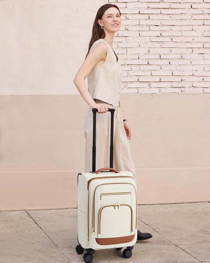 LOVEVOOK Carry on Luggage 22x14x9 Airline Approved, 22 Inch Large Rolling Suitcase with Garment Bag & Spinner Wheels, Softside Lightweight Underseat Carryon Luggage for Women Travel with TSA Lock - Image 2
