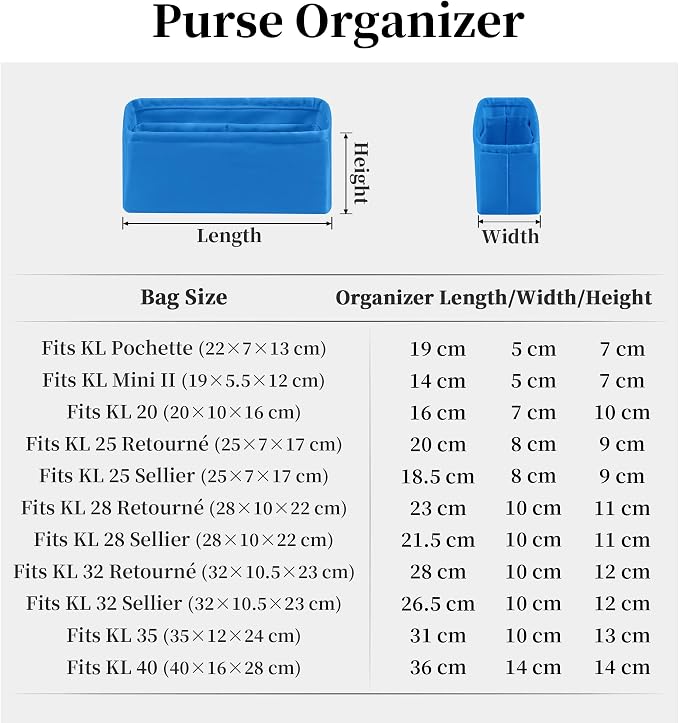Women's Purse Organizer Insert - Satin & Lightweight Fabric with Inside Pockets, Portable for Commute, Travel, Shopping, and Evening, Multicolor Options, Fits for Kelly Pochette(Blue hydra, Pochette) - Image 9