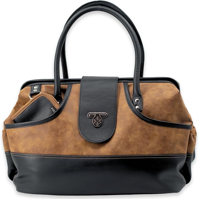 BORSALI Duffel Bag for Women, Vegan Leather Travel Set, RFID Wallet, Brown | Travel Carry On Duffel, Vegan Leather Personal Item, RFID- Blocking Travel Wallet Included, Packing Cubes & Shoe Covers by Borsali