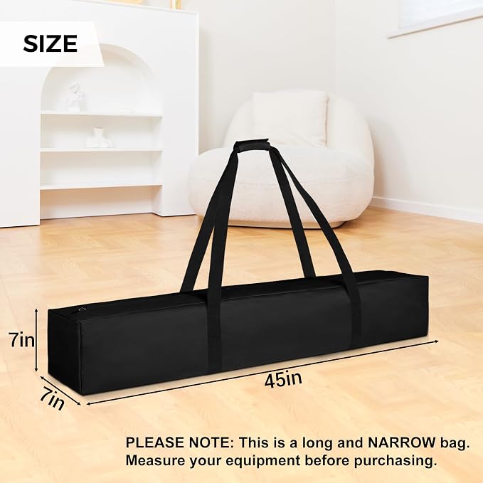 COOLBEBE 45 Inch Tripod Carrying Case - 45x7x7 Inch Storage Bag for Light Stands, Fishing Rods, Tent Poles, and Camera Gear, Water Resistant, Black - Image 6