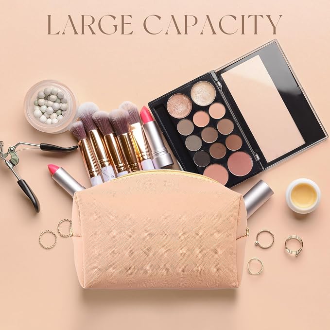 Kigeli Aesthetic Makeup Bags PU Leather Cosmetic Pouches Waterproof Plain Toiletry Bags Makeup Pouches Bulk for Women Party Gift Travel Storage Organizer(Retro Color,7.1 x 2.8 x 4.3 in) - Image 5