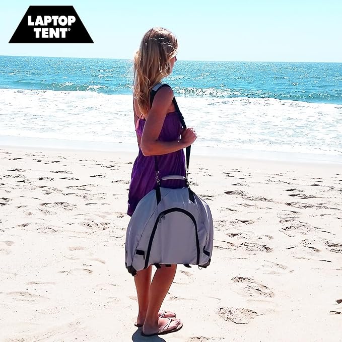 LAPTOP TENT - Portable Sun Shade & Water-Resistant Beach Bag for Outdoor Work | Heat & UV Reflective Fabric | Computer Privacy Hood & Glare Shield | Convertible Tote for Laptop, Towels, Drinks & More - Image 3