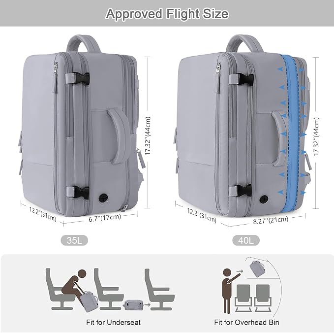 Sinaliy Travel Backpack for Men and Women, 17 Inch Laptop Backpack | Waterproof Large Expandable College Bookbag, as Person Item Flight Approved with Anti Theft Pocket and Wet Pocket, Grey - Image 2