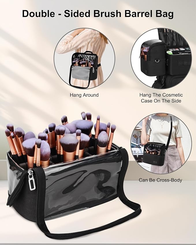 Relavel Rolling Makeup Case Professional Makeup Train Case, Rolling Makeup Kit Bag Makeup Artist Travel Bag with Wheels, 4-in-1 Portable Travel Beauty Trolley Case for Cosmetology Storage(Black) - Image 6
