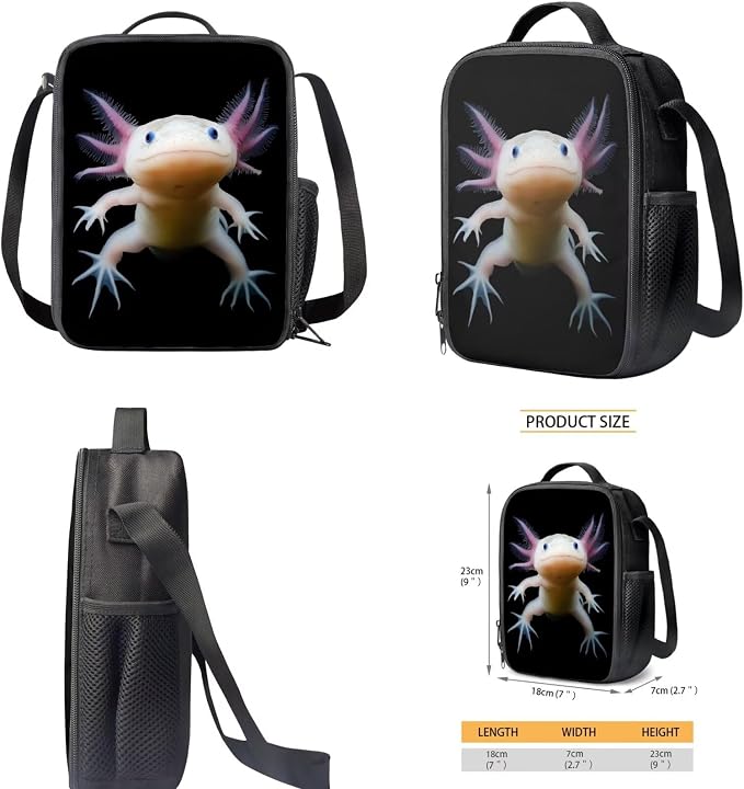 Novelty Axolotl Backpack for School Girls 3rd Grade Preppy Kids Bookbag with Lunch Box Set 4PCS Elementary Student Back Pack Lunch Bag Pencil Case Water Bottle Holder Preschool Book Bags - Image 5