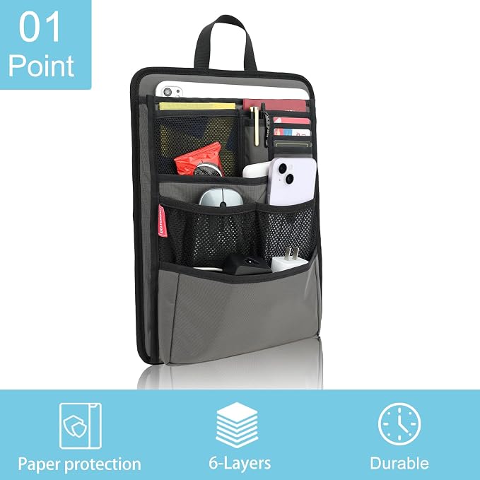 Stiff Backpack Insert Organizer for Men Women Bag In Bag,Thin Water-repellent Nylon 13.7''x10.2''x2''-Gray - Image 7